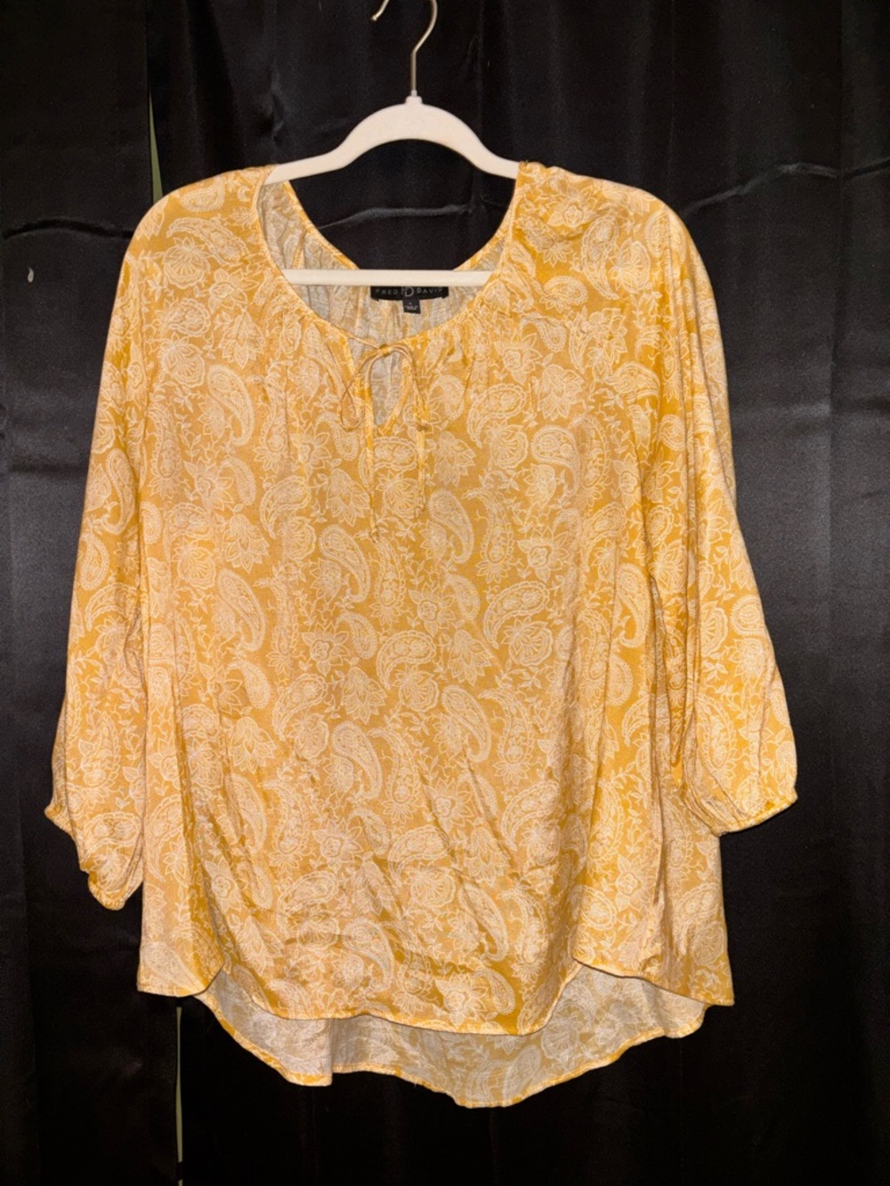 Fred David Yellow Paisley Tie-Neck Tunic